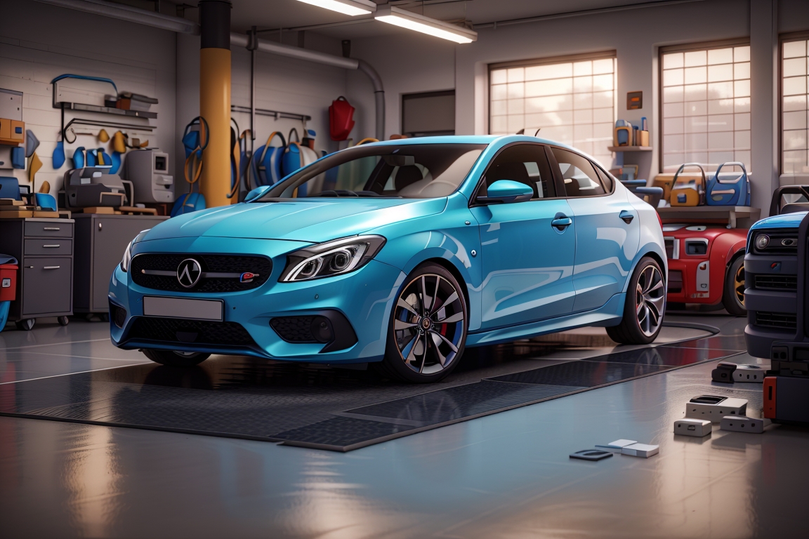 Car in garage ready for detailing